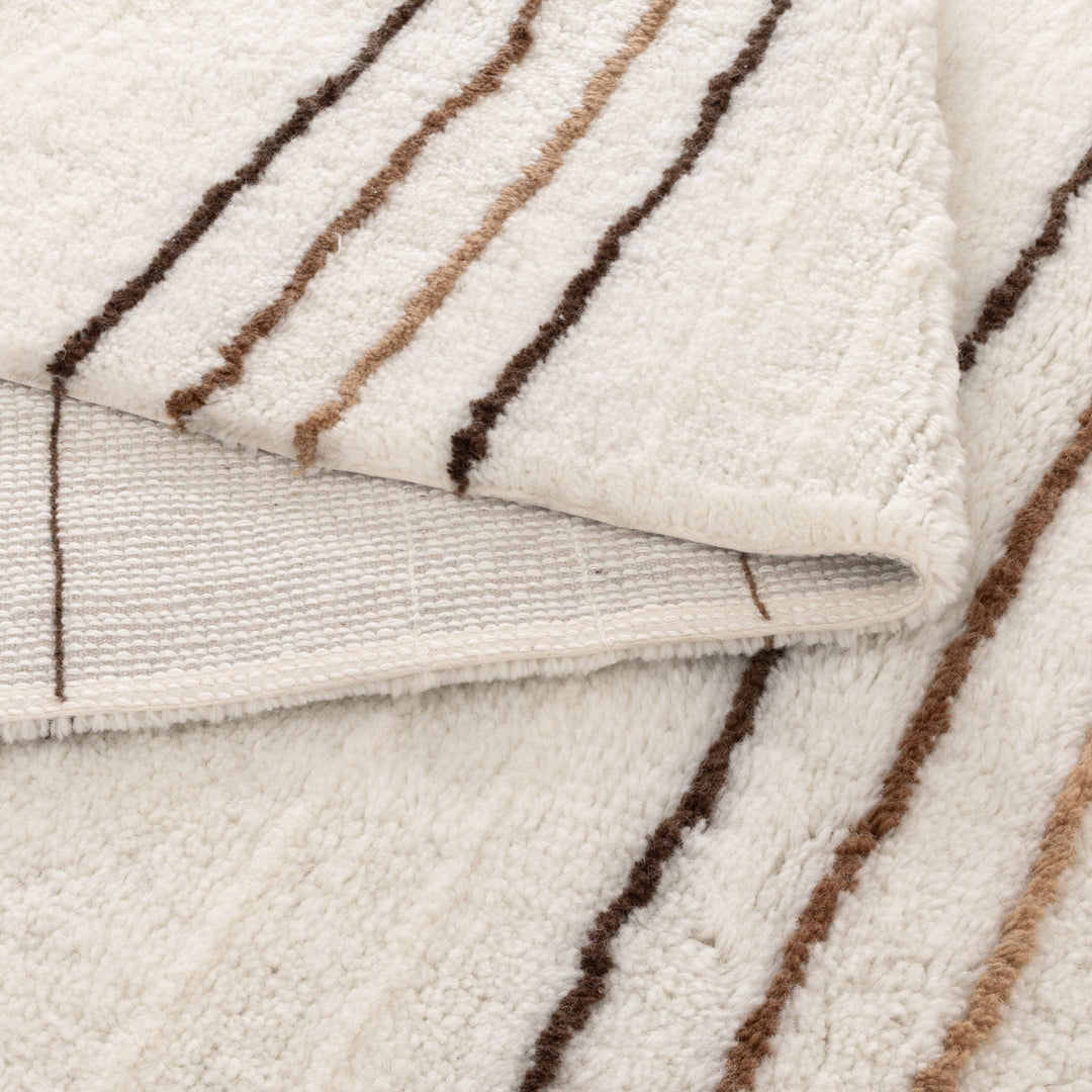 Highlands Beige Stripe Washable Wool Rug