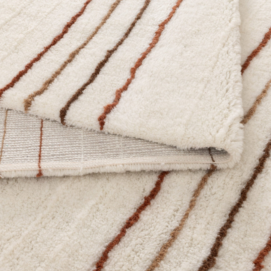 Highlands Terracotta Stripe Washable Wool Rug