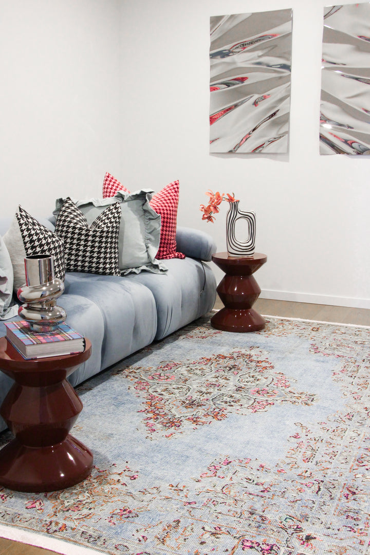 Zarrin Diamond Aqua Machine Washable Rug