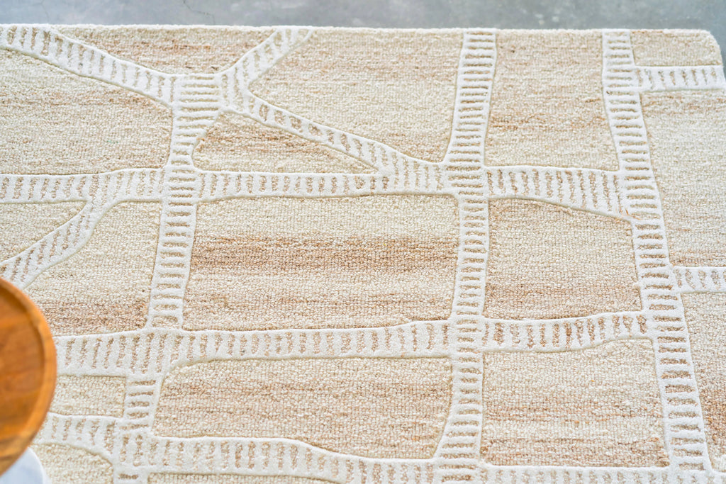 Wattle Ivory Beige Wool Rug THERUG