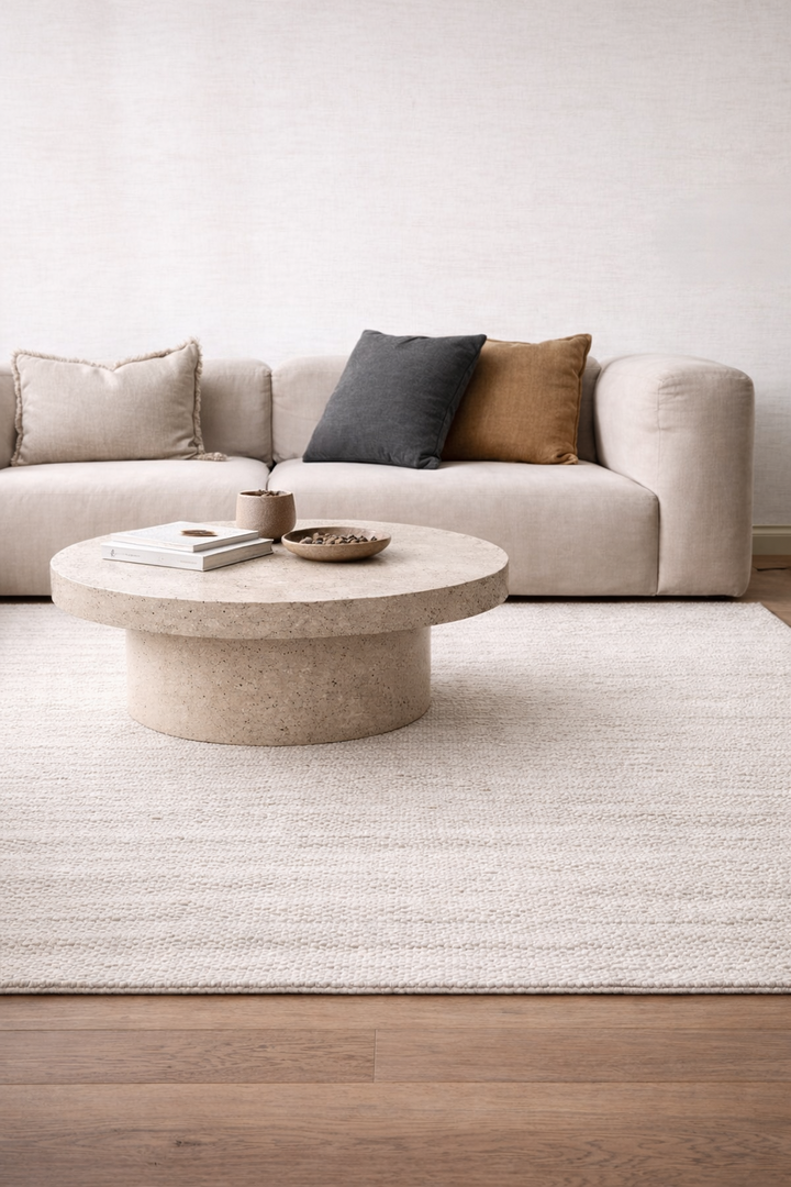 Arabella Oyster Modern Wool Blend Rug