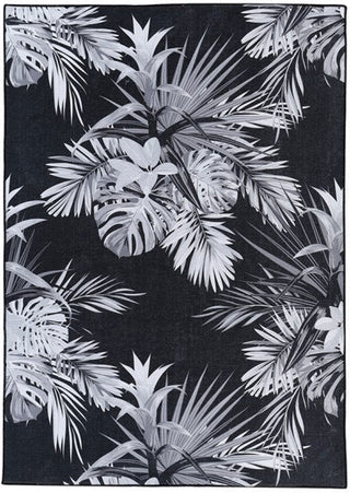Zarrin Palm Black Machine Washable Rug