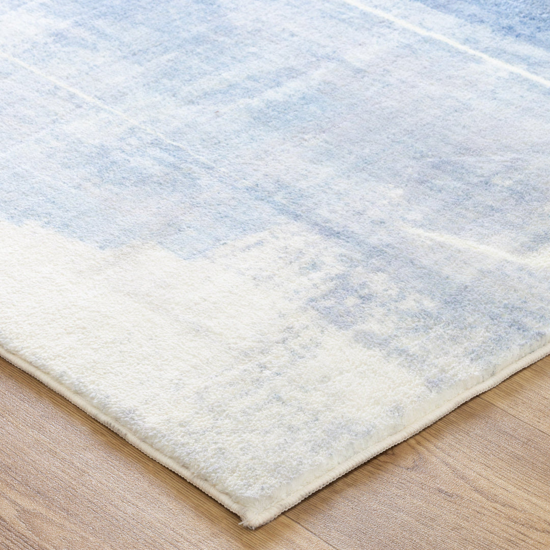 Morris Blue Abstract Machine Washable Rug