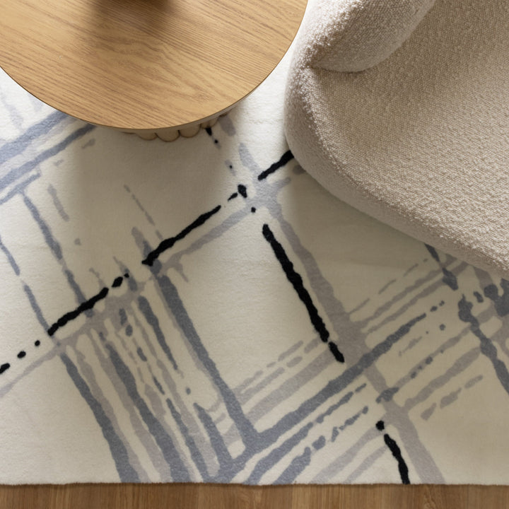 Morris Blue Geo Machine Washable Rug