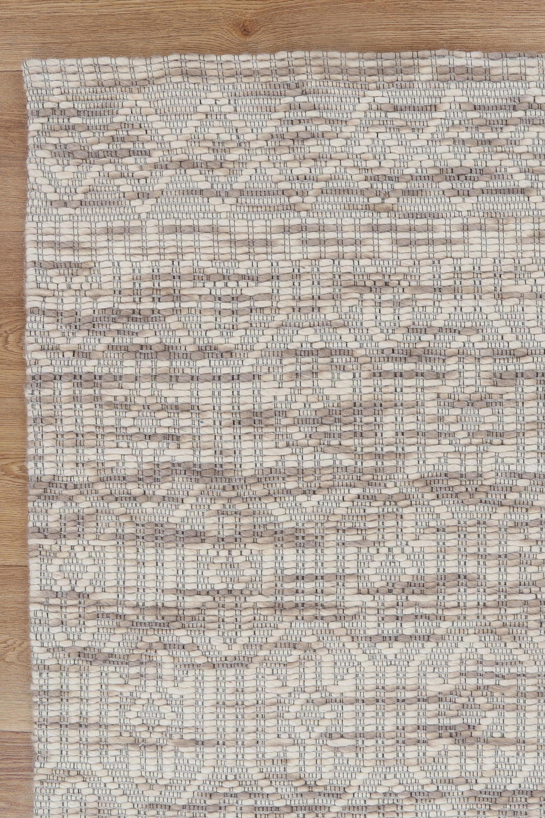 Avoca Geometric Beige Wool Rug