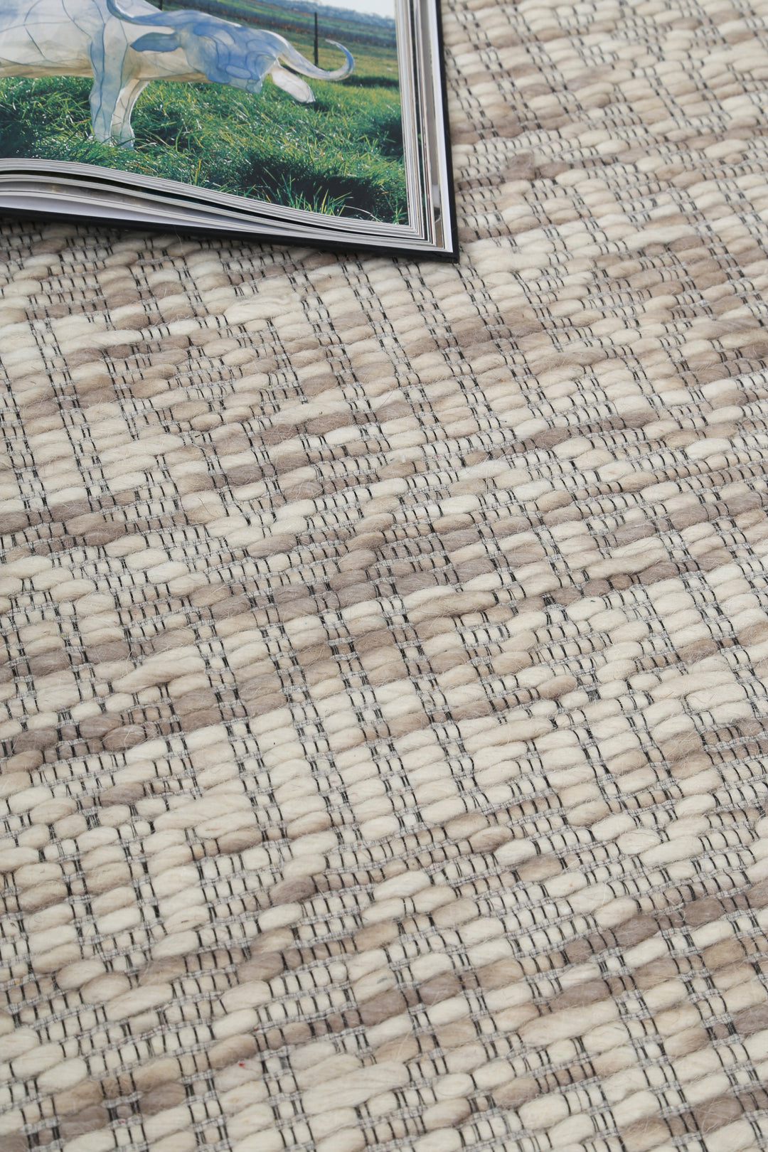 Avoca Geometric Beige Wool Rug