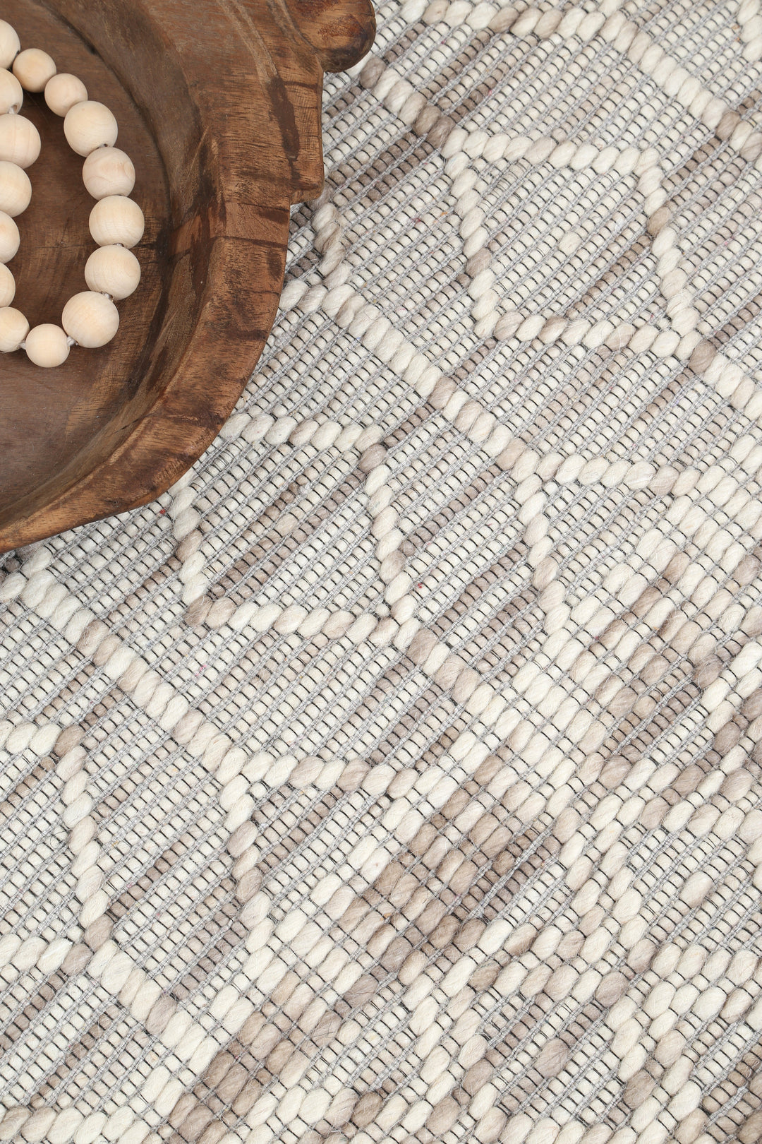 Avoca Lattice Beige Wool Rug