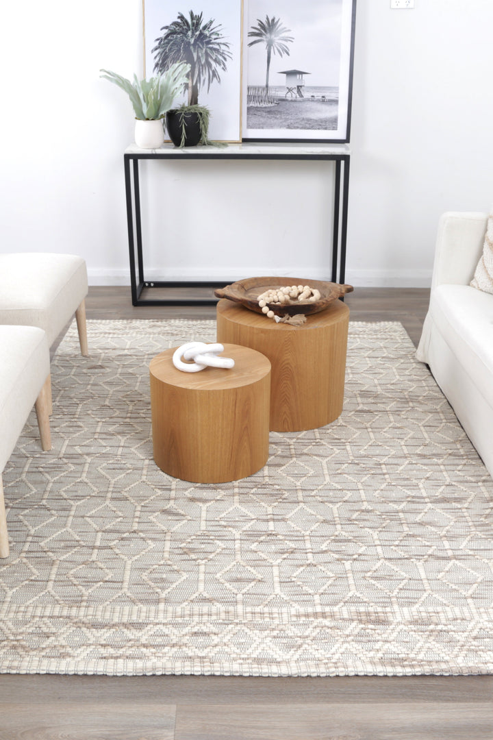 Avoca Lattice Beige Wool Rug