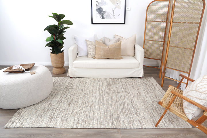Avoca Diamond Beige Wool Rug