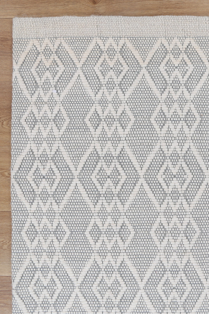 Avoca Diamond Grey Wool Rug