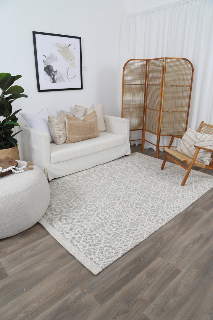 Avoca Diamond Grey Wool Rug