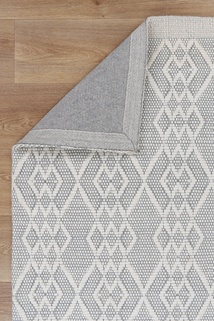 Avoca Diamond Grey Wool Rug