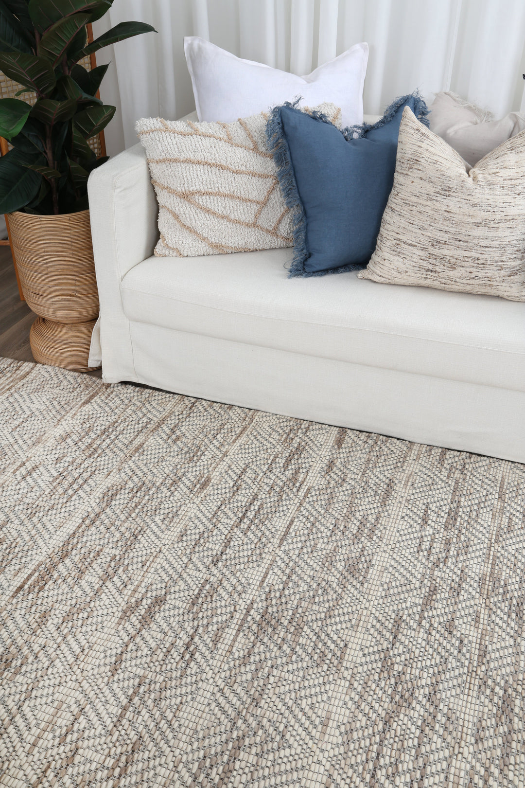Avoca Chevron Beige Wool Rug