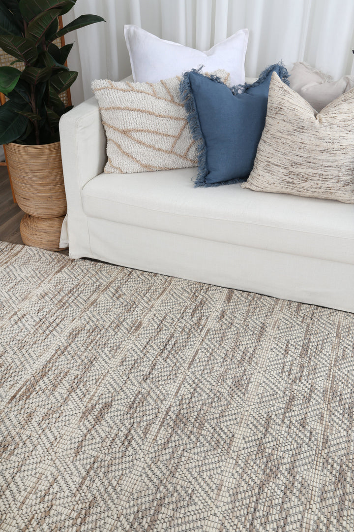 Avoca Chevron Beige Wool Rug