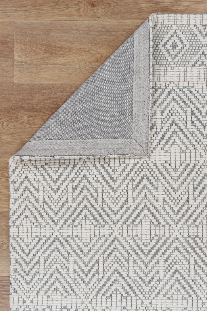 Avoca Chevron Light Grey Wool Rug