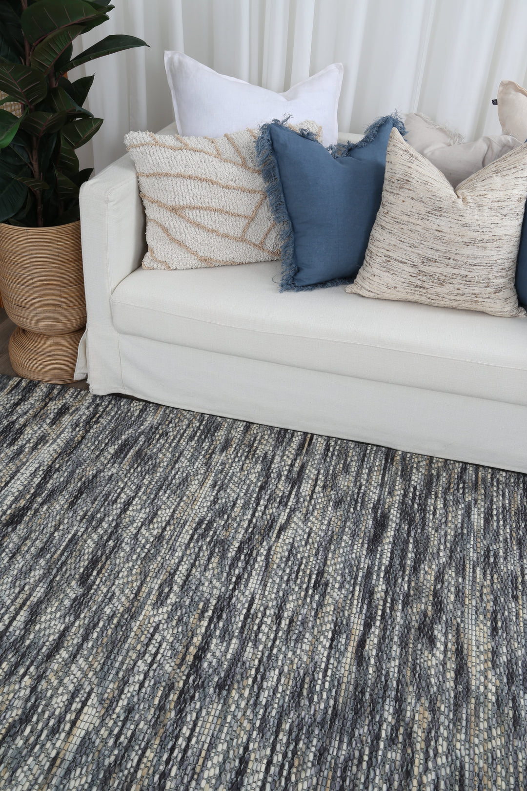 Avoca Chevron Stone Wool Rug