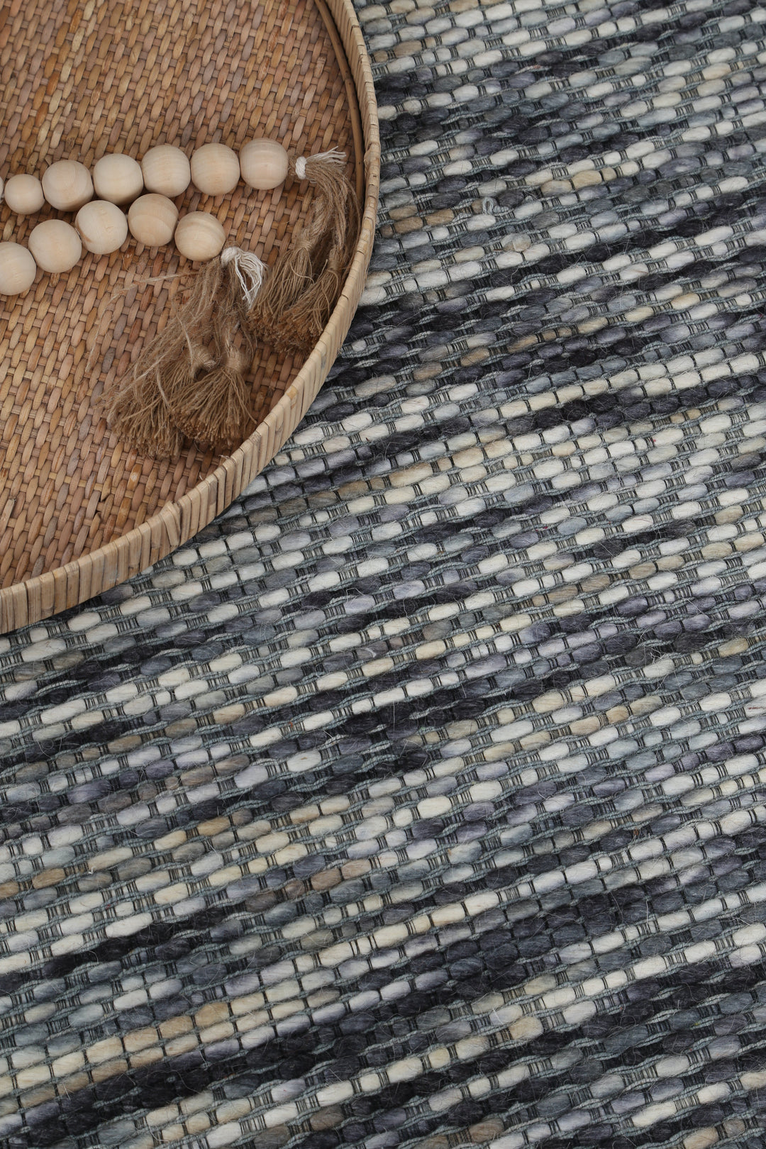 Avoca Chevron Stone Wool Rug