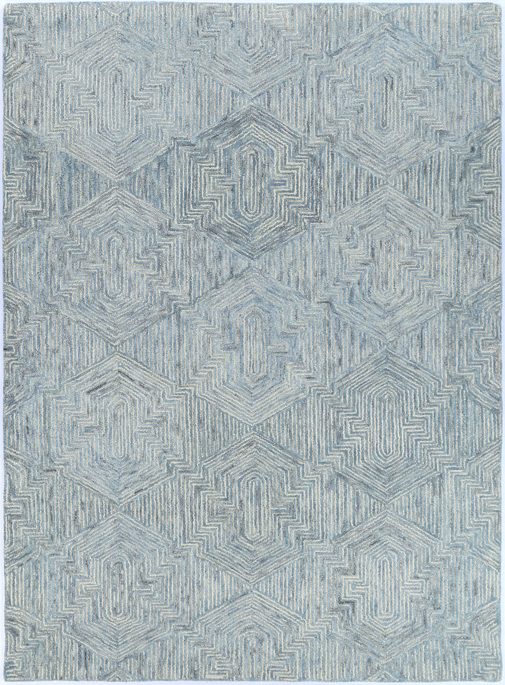 Aquila 06A  Blue/ Grey Wool Rug
