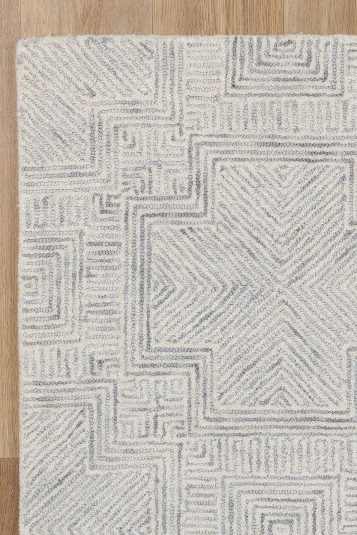 Labyrinth  09B Grey Wool Rug