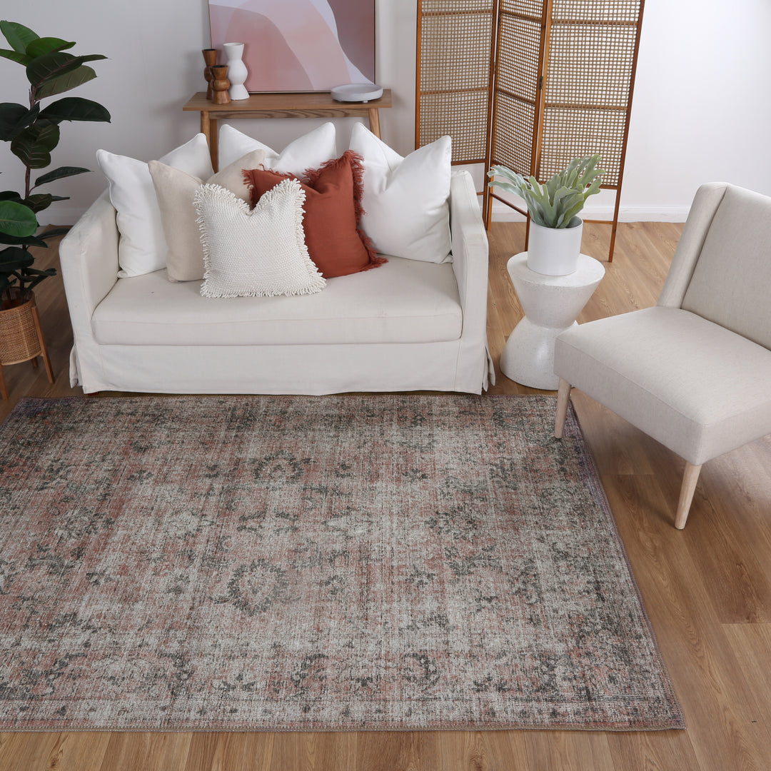 Tuttul Rust Machine Washable Rug