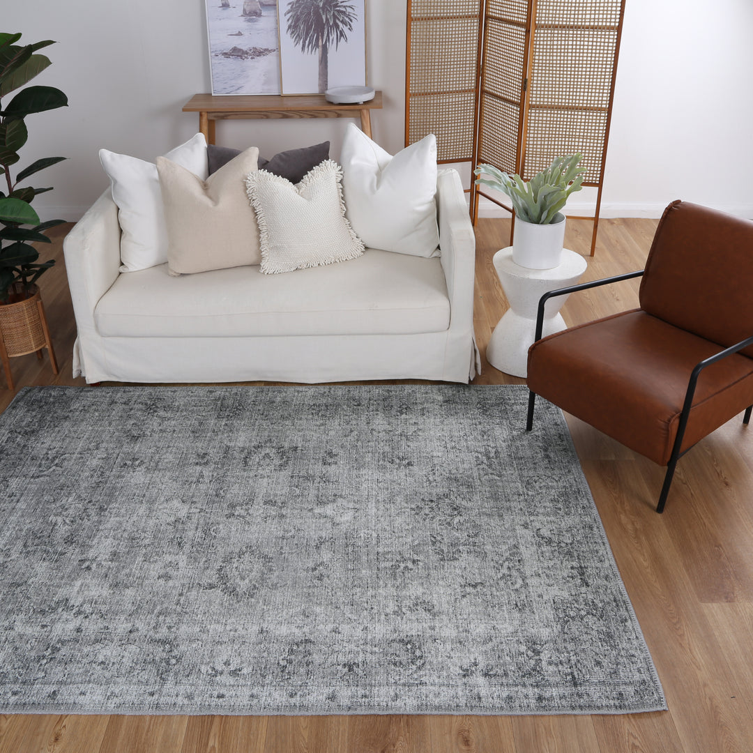 Tuttul Grey Machine Washable Rug