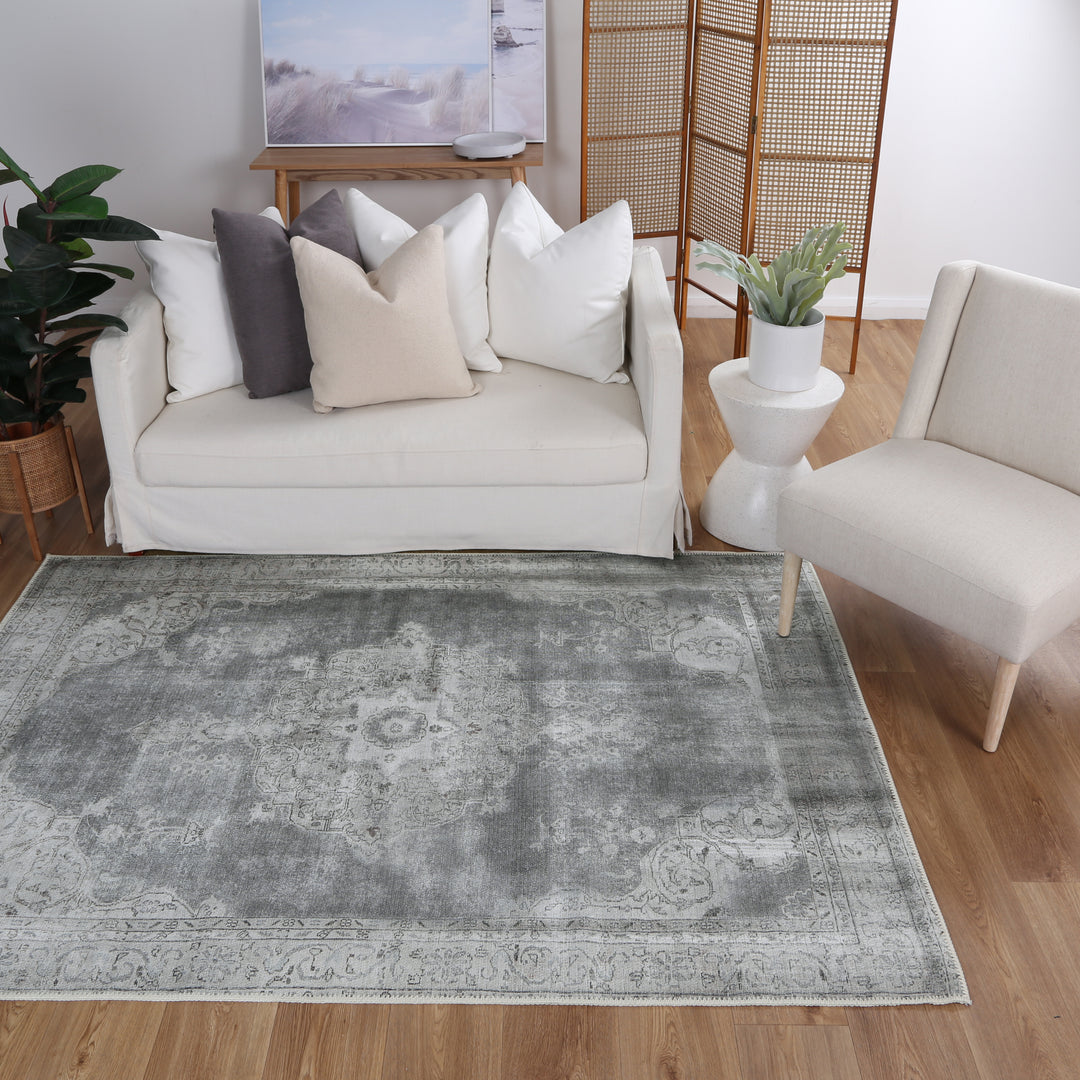Isin Beige Machine Washable Rug