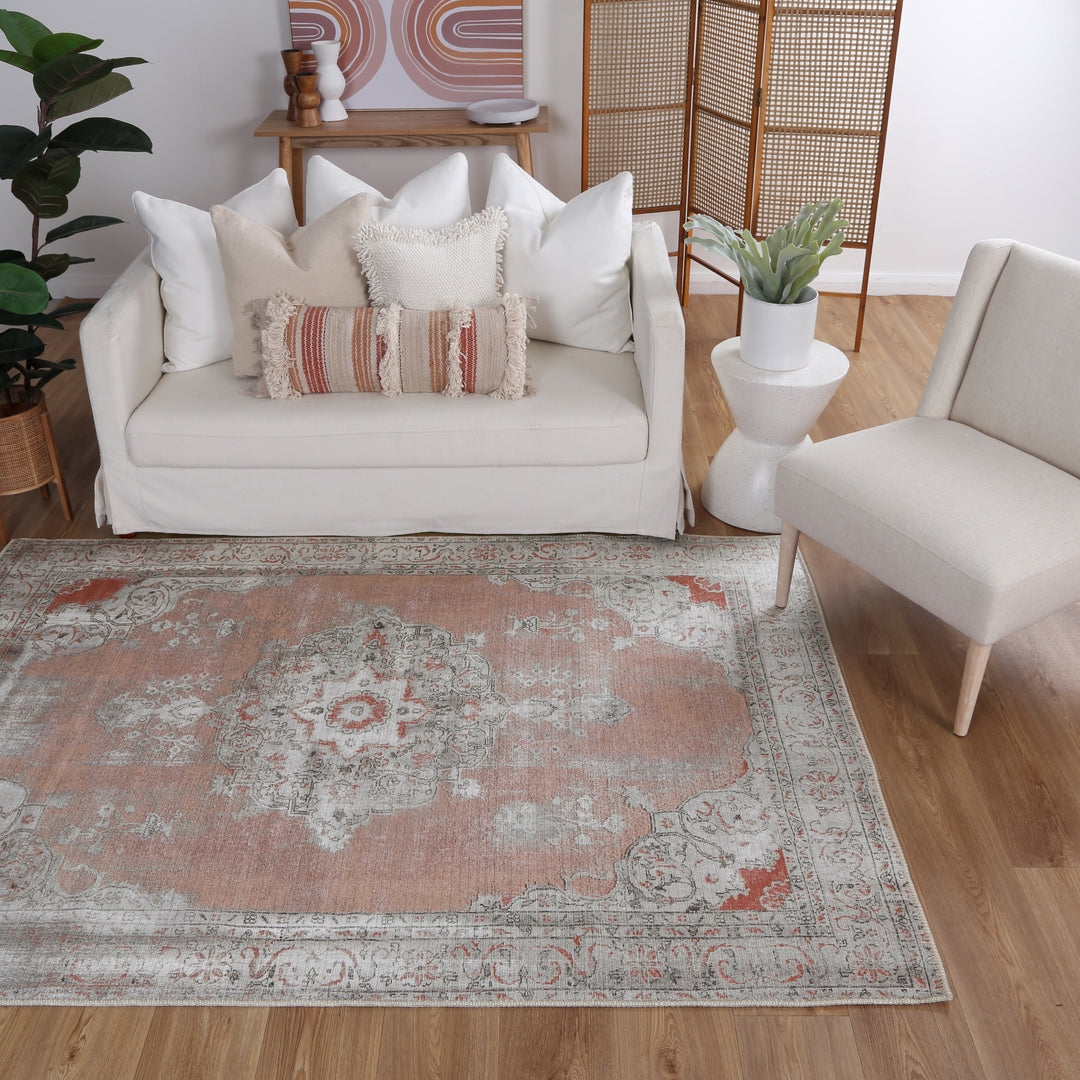 Isin Coral Machine Washable Rug