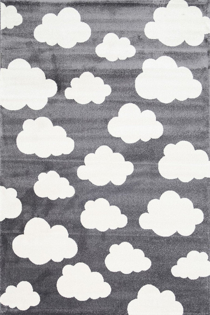 Poca Clouds Dark Grey and White Kid Rug