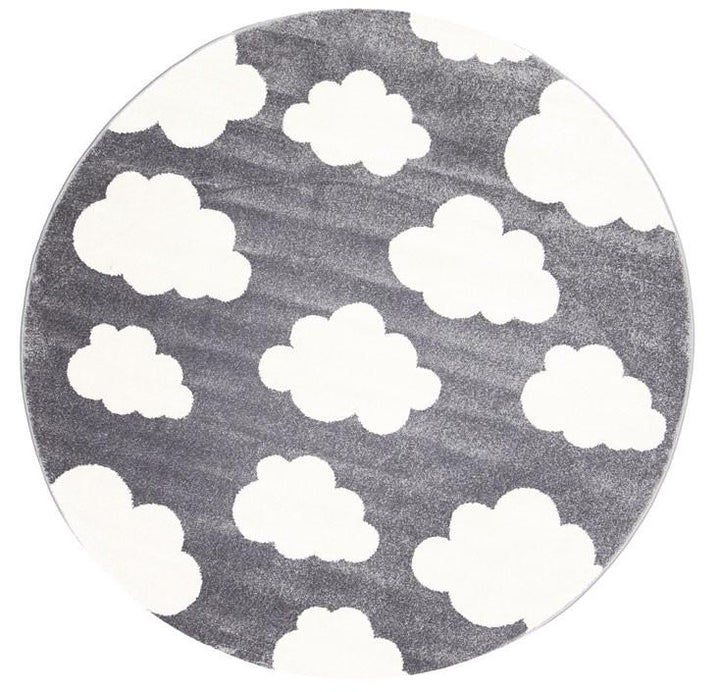 Poca Clouds Dark Grey and White Kid Rug
