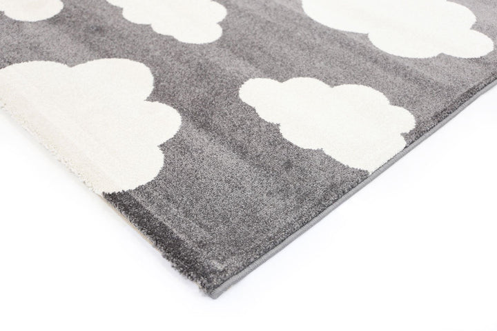 Poca Clouds Dark Grey and White Kid Rug