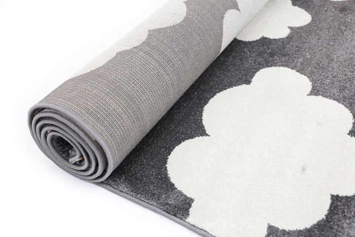 Poca Clouds Dark Grey and White Kid Rug