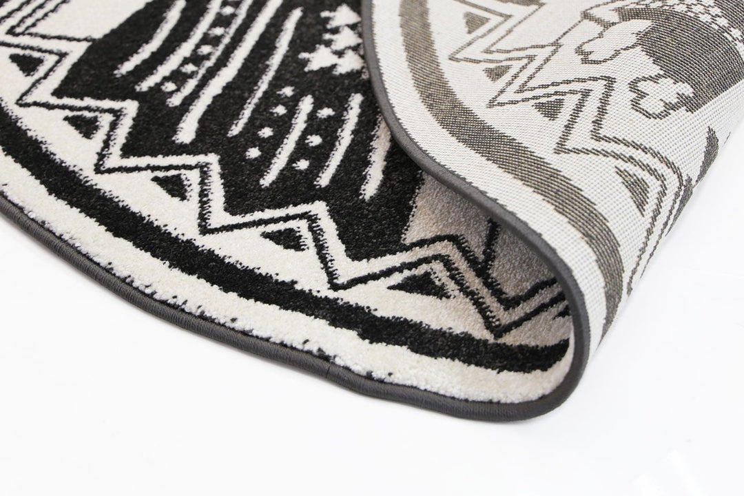 Poca Camping Adventures Black and White Kid Rug