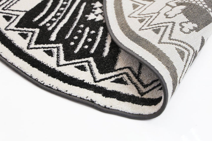 Poca Camping Adventures Black and White Kid Rug