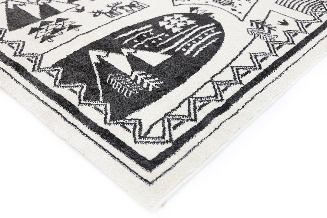 Poca Camping Adventures Black and White Kid Rug