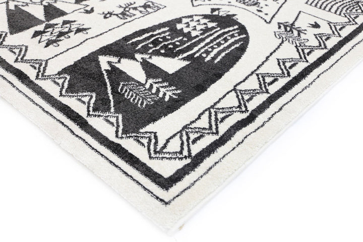 Poca Camping Adventures Black and White Kid Rug