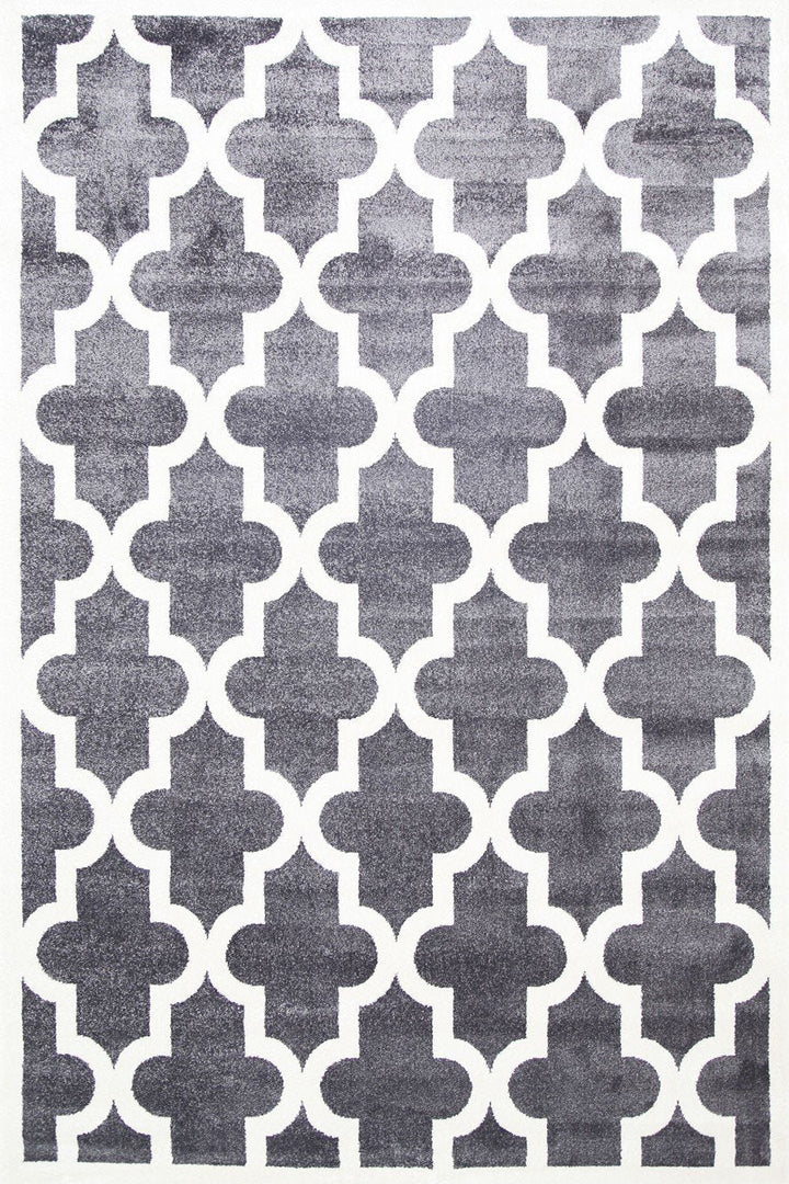 Poca Lattice Grey and White Kids Rug