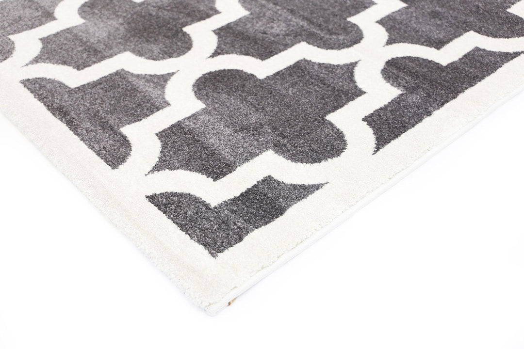 Poca Lattice Grey and White Kids Rug