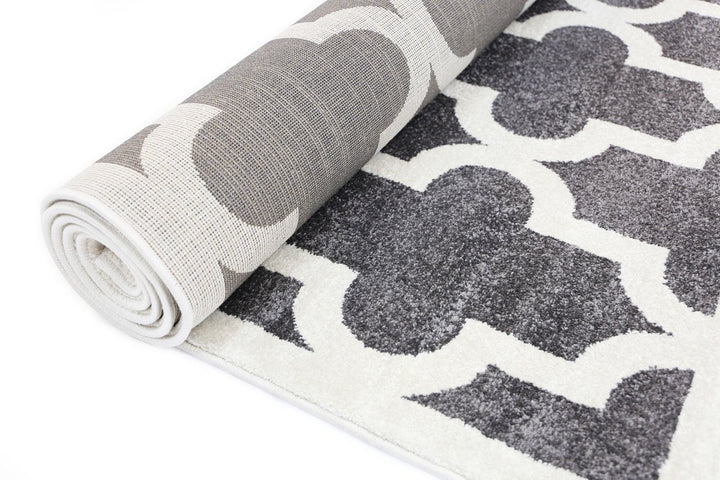 Poca Lattice Grey and White Kids Rug