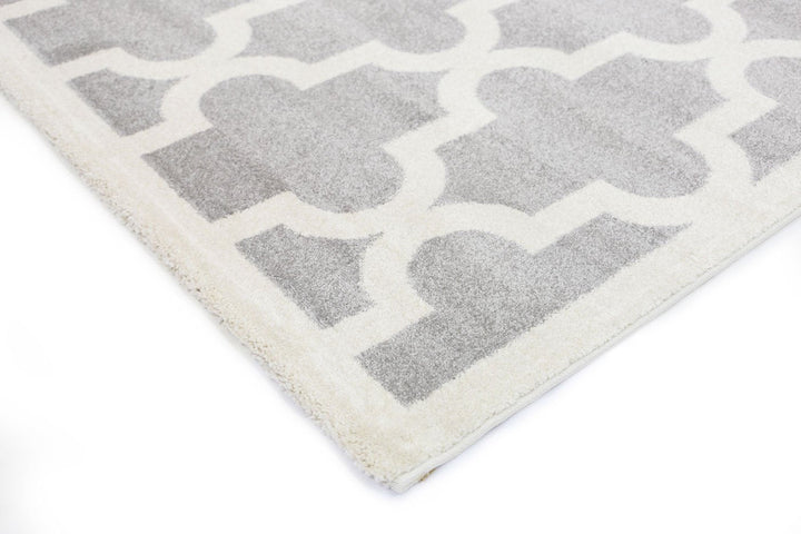Poca Lattice Light grey and White Kids Rug