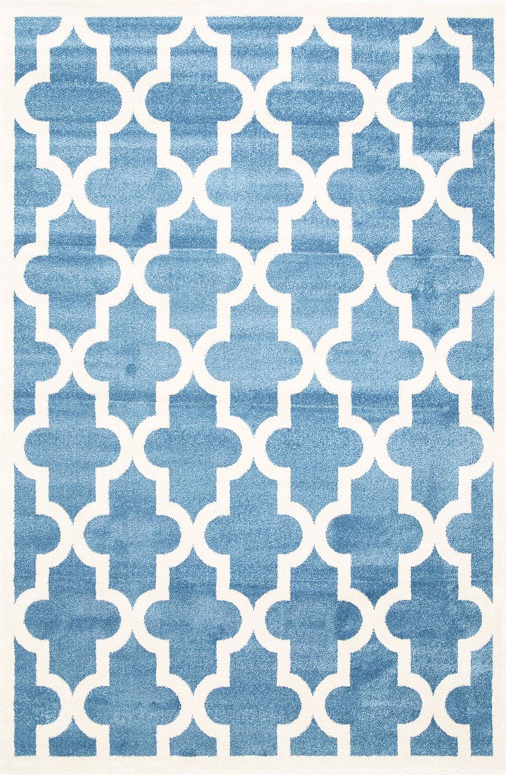 Poca Lattice Blue and White Kids Rug