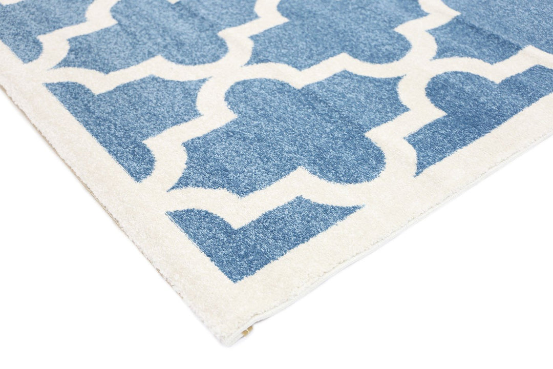 Poca Lattice Blue and White Kids Rug