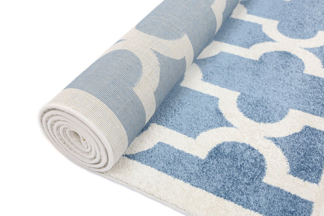 Poca Lattice Blue and White Kids Rug