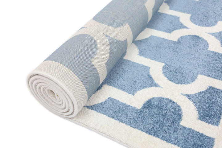 Poca Lattice Blue and White Kids Rug