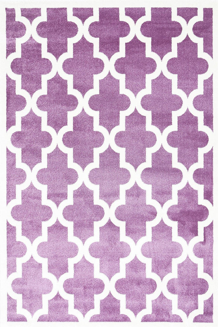 Poca Lattice Pink and White Kids Rug