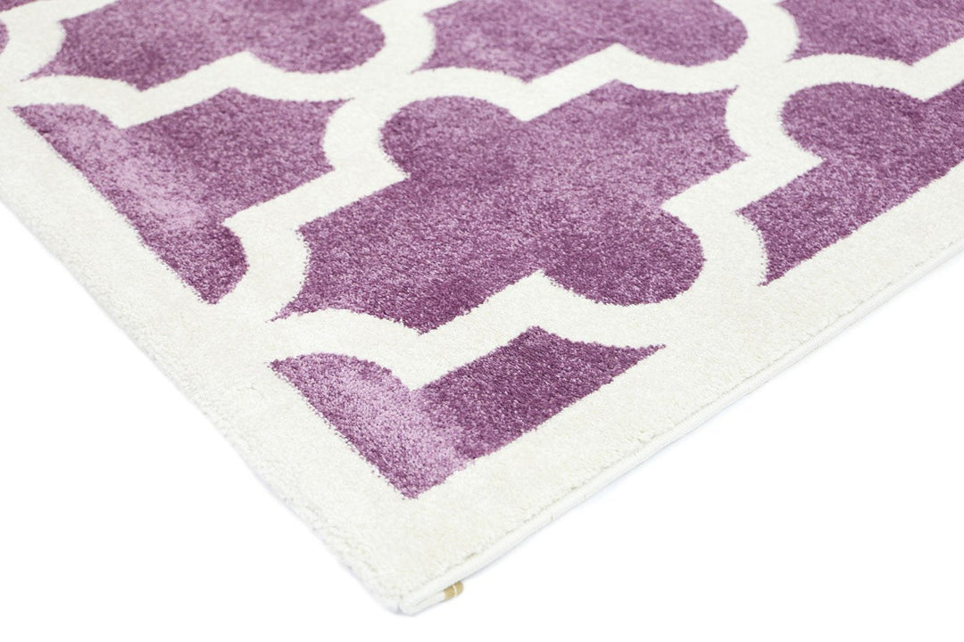 Poca Lattice Pink and White Kids Rug