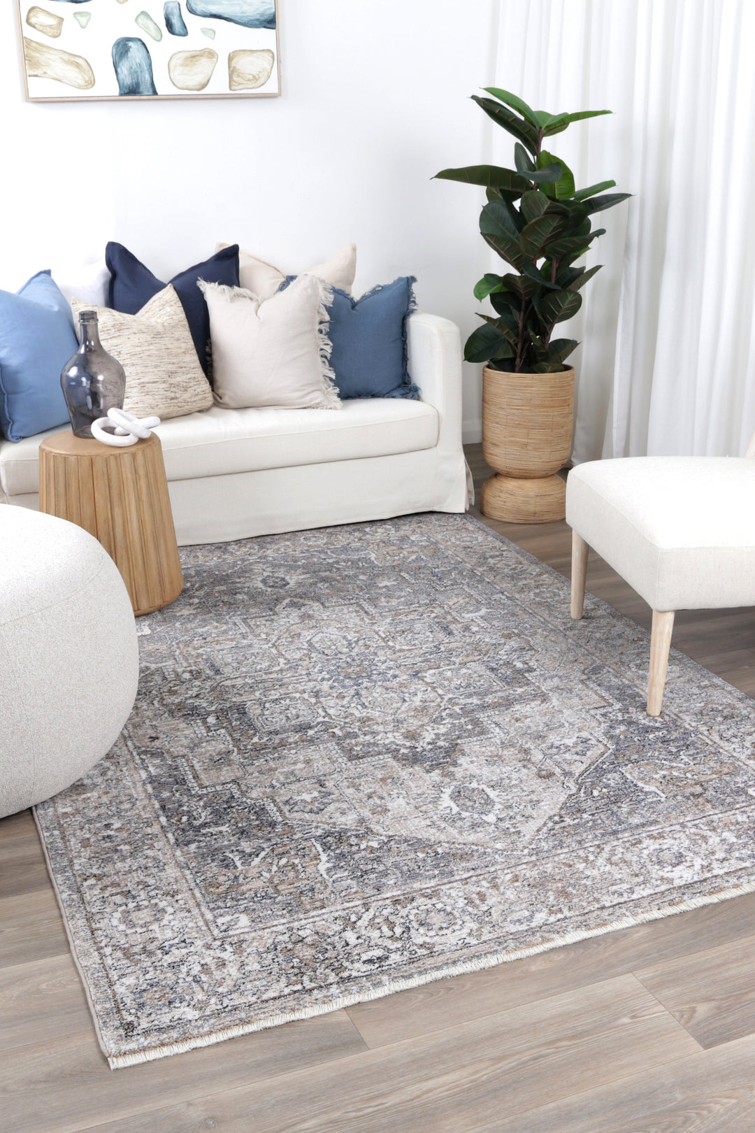 Chobi Vintage Arlington Grey / Beige  Rug