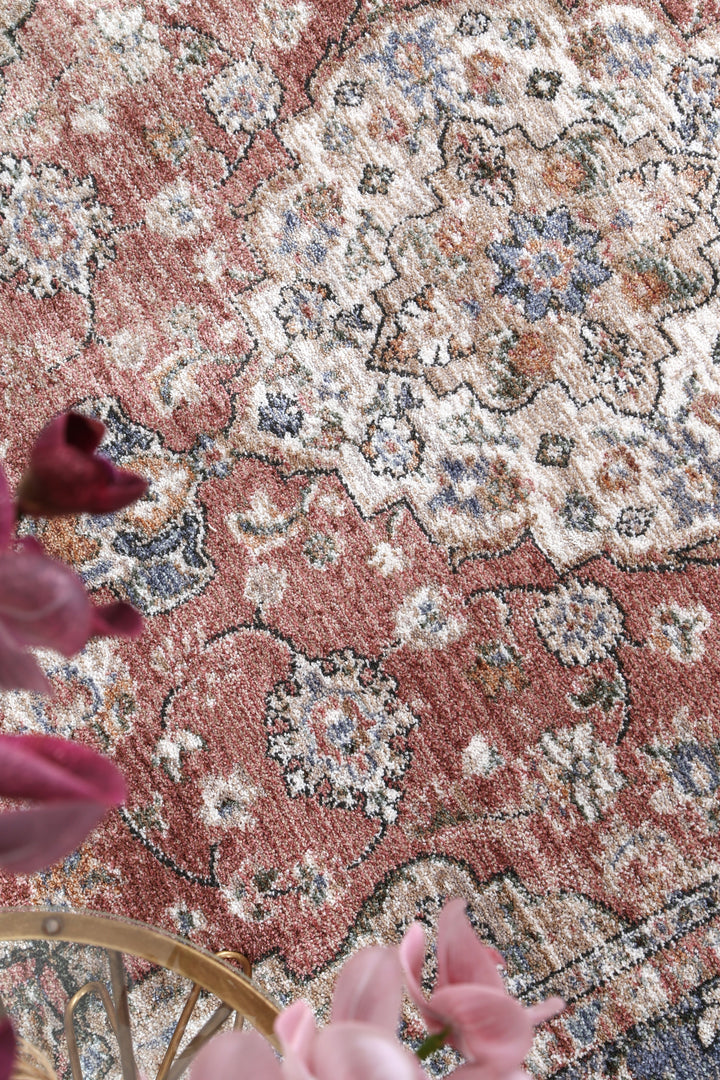 Chobi Vintage Overlea  Salmon / Blue Rug