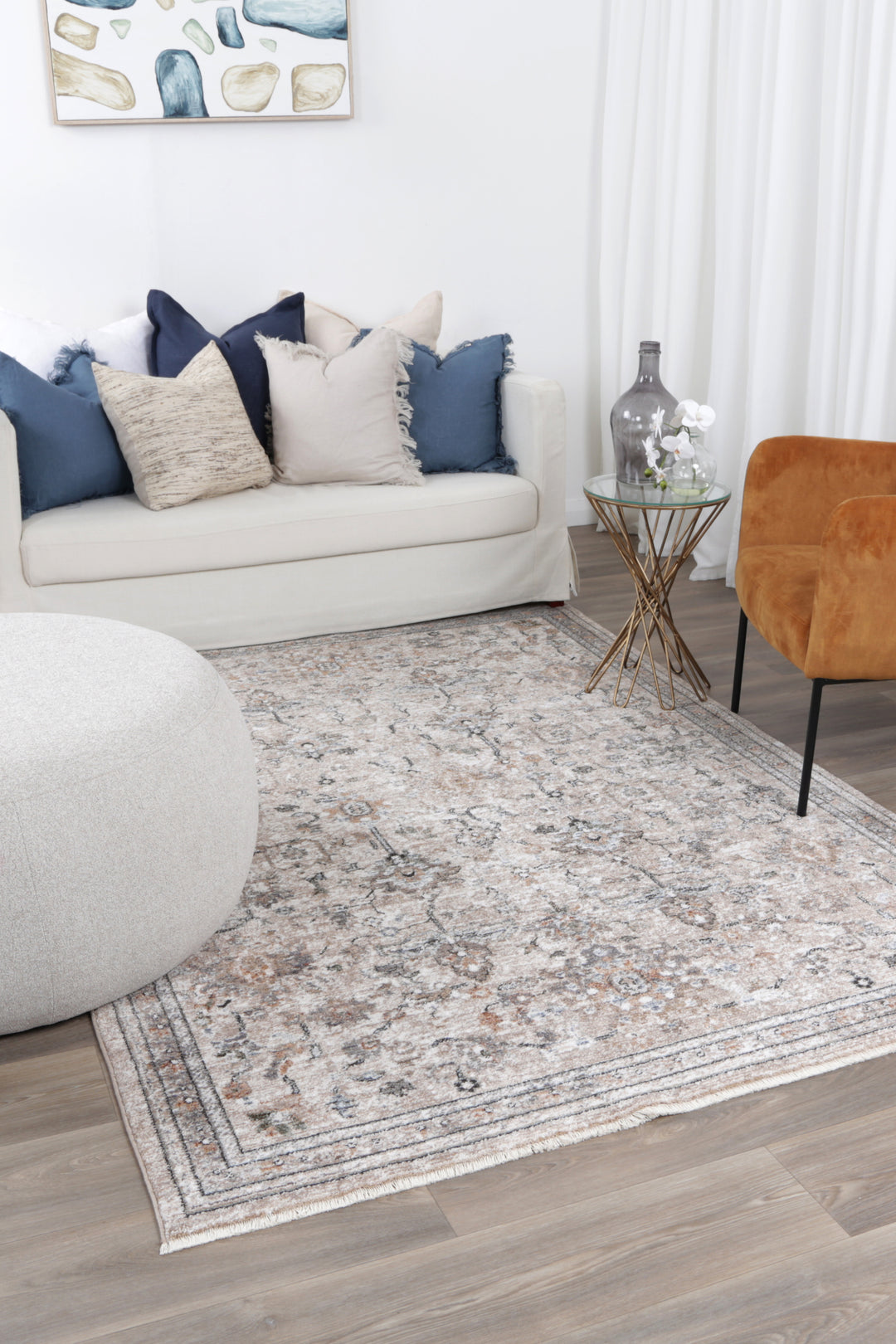 Chobi Vintage Parklane Beige  Rug