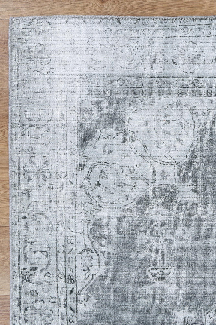 Isin Grey Machine Washable Rug