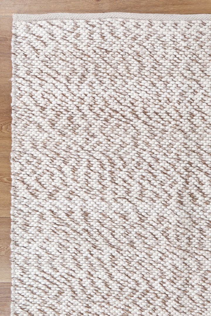 Scandi Contemporary Beige Wool Rug